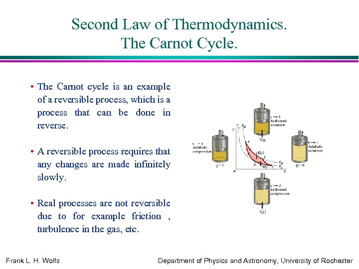 Second Law of Thermodynamics. The Carnot Cycle. • The Carnot cycle is an example