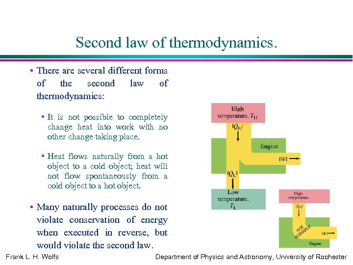 Second law of thermodynamics. • There are several different forms of the second law