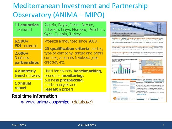 FDI trends in the South Mediterranean countries Euromed