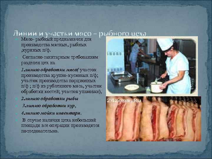 Линии и участки мясо – рыбного цеха • Мясо- рыбный предназначен для • •