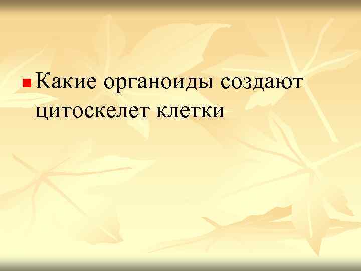 n Какие органоиды создают цитоскелет клетки 