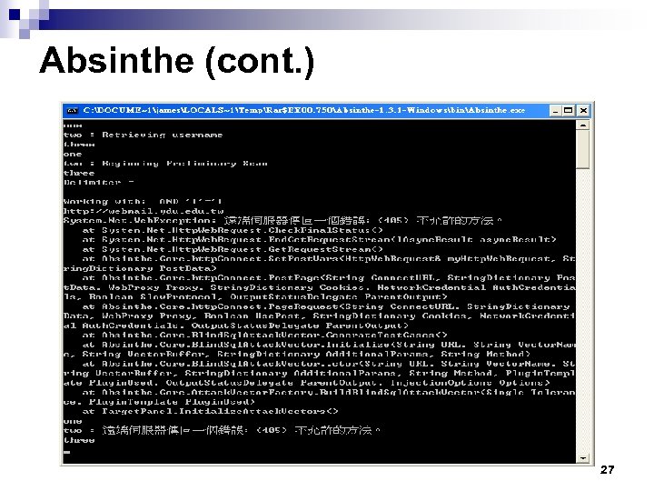 Absinthe (cont. ) 27 