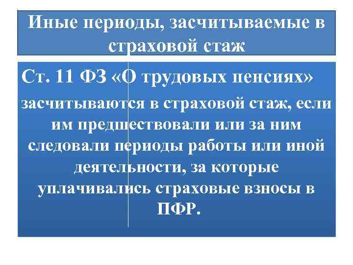 Периоды деятельности включаемые в страховой стаж схема