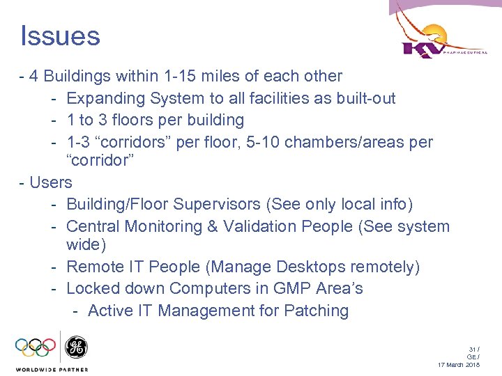 Issues - 4 Buildings within 1 -15 miles of each other - Expanding System