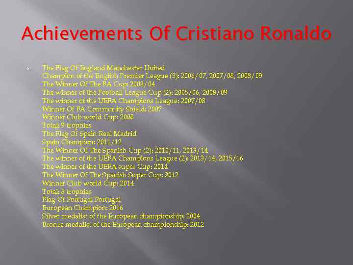 Achievements Of Cristiano Ronaldo The Flag Of England Manchester United Champion of the English