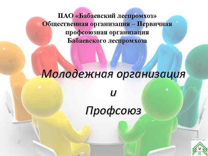 ПАО «Бабаевский леспромхоз» Общественная организация – Первичная профсоюзная организация Бабаевского леспромхоза Молодежная организация и