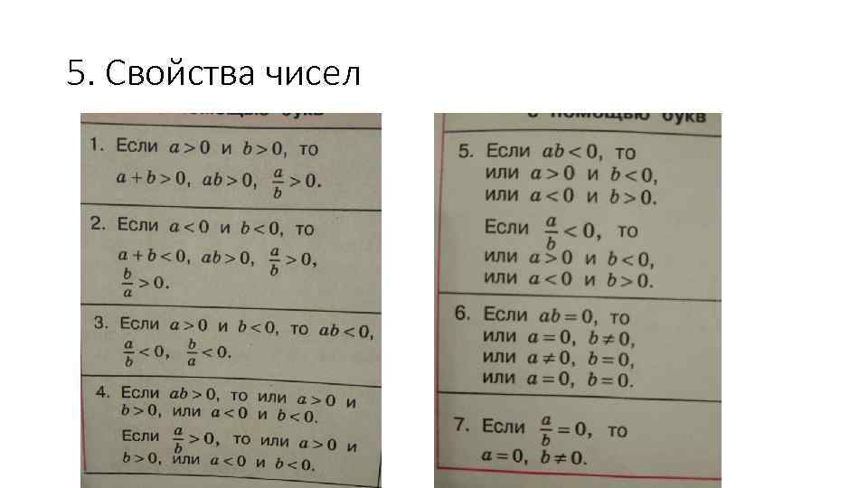5. Свойства чисел 
