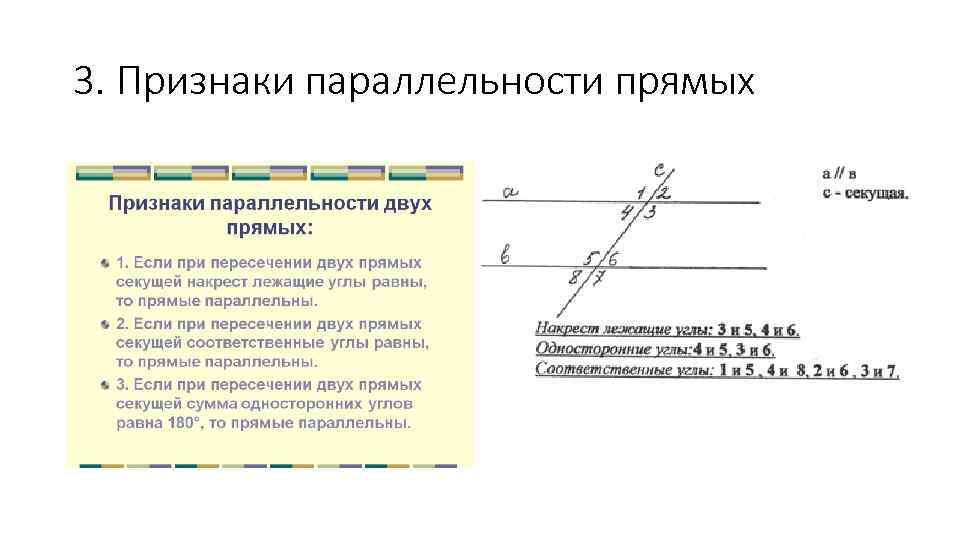 3. Признаки параллельности прямых 