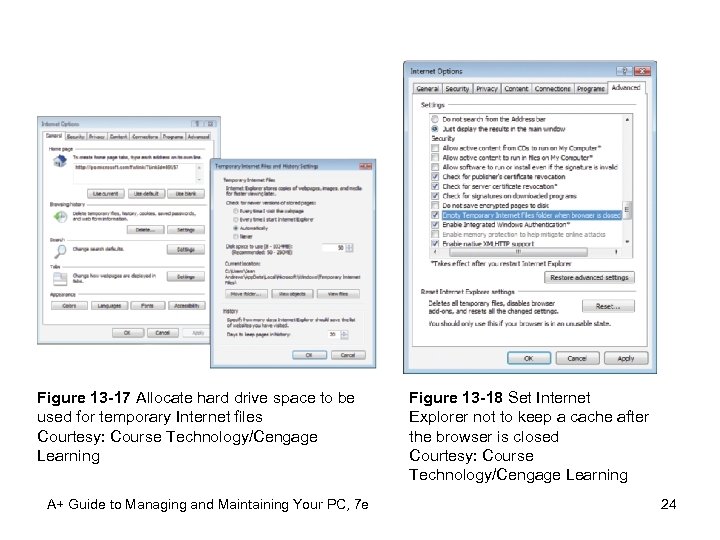 Figure 13 -17 Allocate hard drive space to be used for temporary Internet files