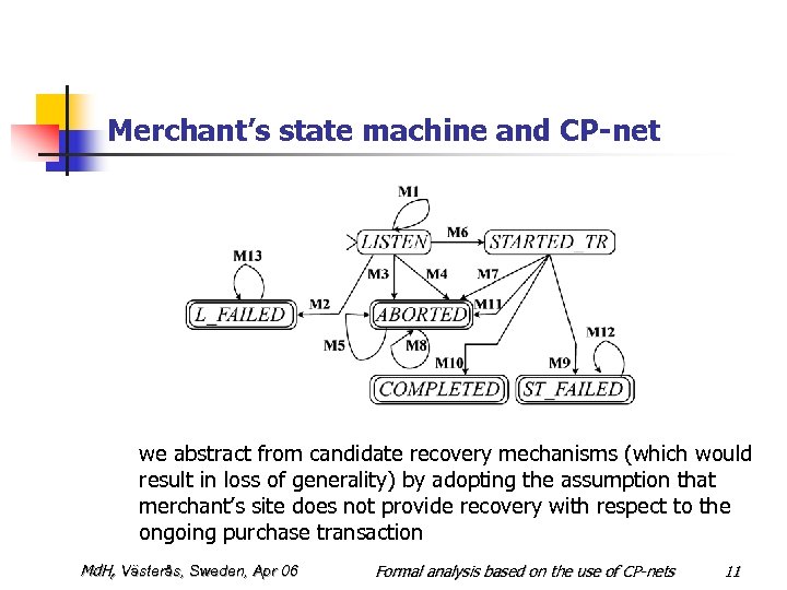 Merchant’s state machine and CP-net we abstract from candidate recovery mechanisms (which would result