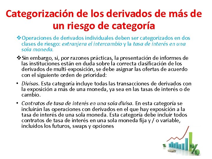 Categorización de los derivados de más de un riesgo de categoría v. Operaciones de