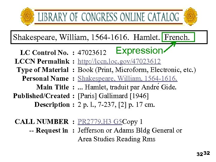 Shakespeare, William, 1564 -1616. Hamlet. French. LC Control No. LCCN Permalink Type of Material