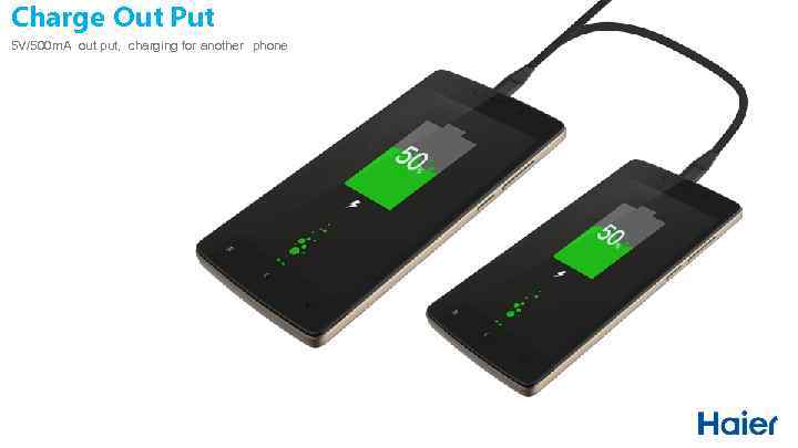 Charge Out Put 5 V/500 m. A out put, charging for another phone 