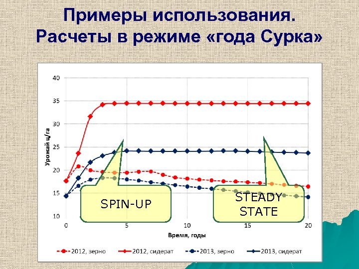 Примеры использования. Расчеты в режиме «года Сурка» SPIN-UP STEADY STATE 