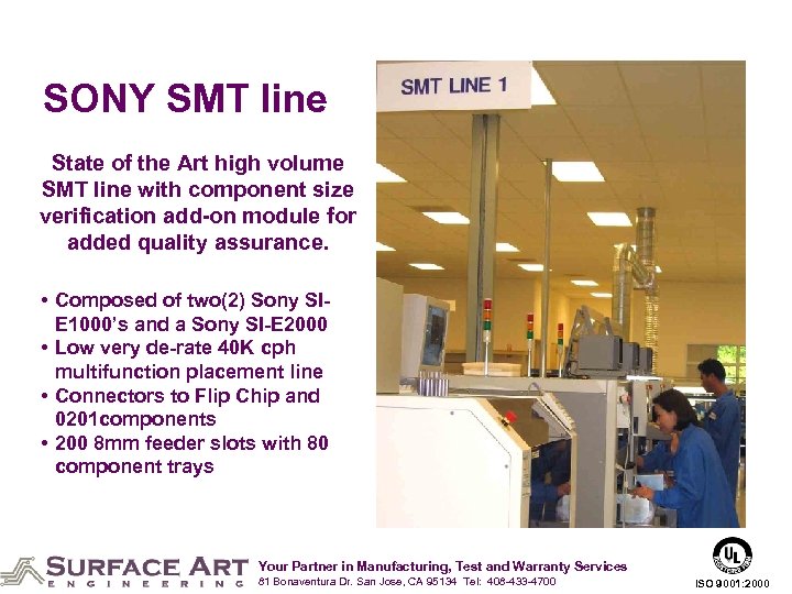 SONY SMT line State of the Art high volume SMT line with component size