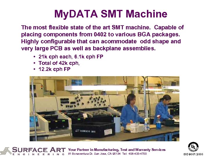 My. DATA SMT Machine The most flexible state of the art SMT machine. Capable