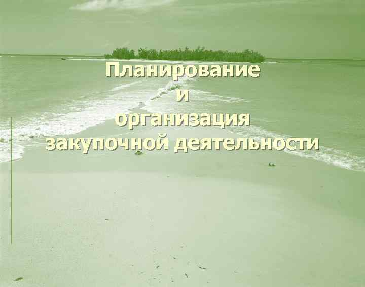 Планирование и организация закупочной деятельности 