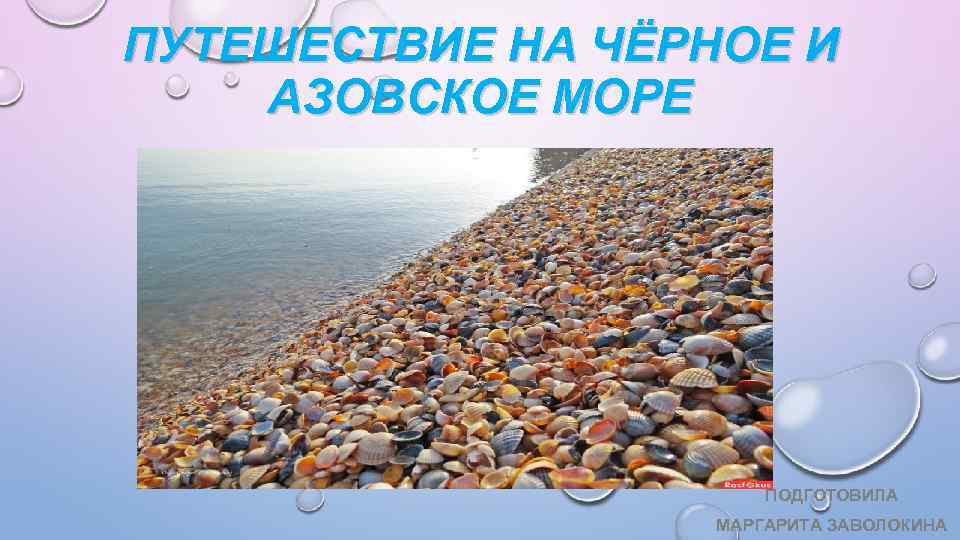 ПУТЕШЕСТВИЕ НА ЧЁРНОЕ И АЗОВСКОЕ МОРЕ ПОДГОТОВИЛА МАРГАРИТА ЗАВОЛОКИНА 