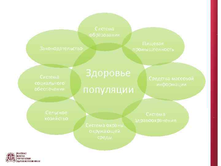 Система образования Пищевая промышленность Законодательство Система социального обеспечения Сельское хозяйство Здоровье популяции Система охраны