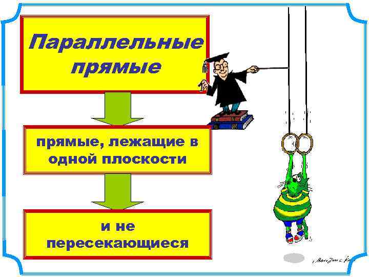 Параллельные прямые, лежащие в одной плоскости и не пересекающиеся 