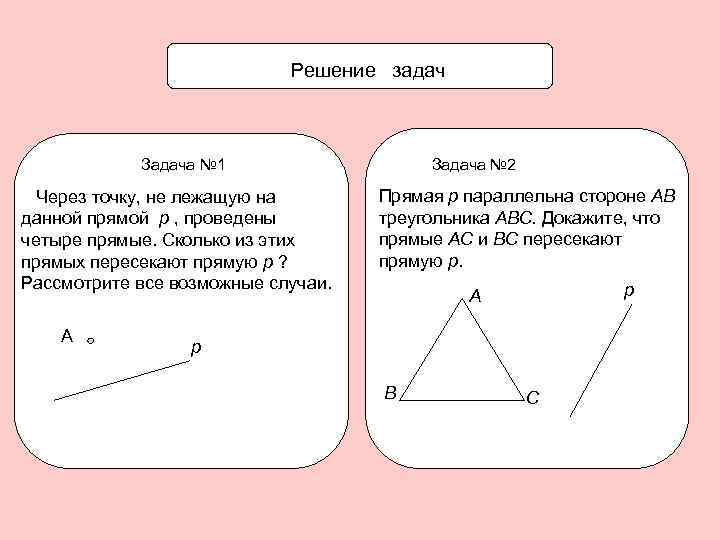 Решение задач Задача № 2 Задача № 1 Через точку, не лежащую на данной