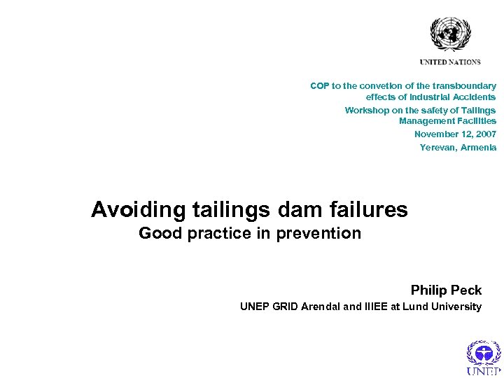 COP to the convetion of the transboundary effects of Industrial Accidents Workshop on the