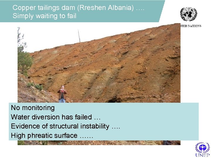 Copper tailings dam (Rreshen Albania) …. Simply waiting to fail No monitoring Water diversion