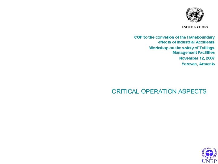 COP to the convetion of the transboundary effects of Industrial Accidents Workshop on the