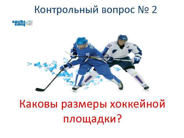 Контрольный вопрос № 2 Каковы размеры хоккейной площадки? 