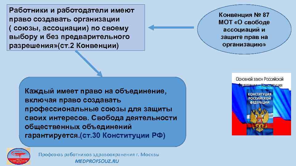 Работники и работодатели имеют право создавать организации ( союзы, ассоциации) по своему выбору и