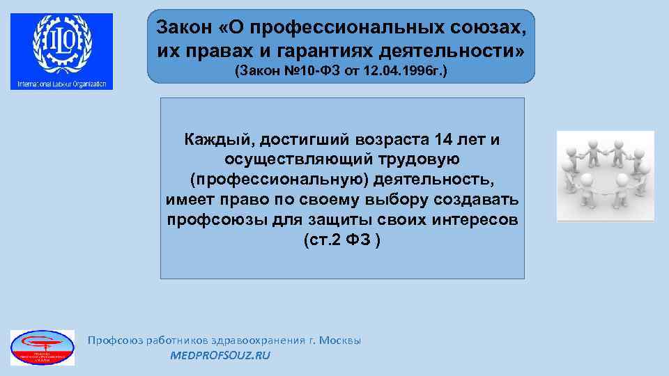 Закон «О профессиональных союзах, их правах и гарантиях деятельности» (Закон № 10 -ФЗ от