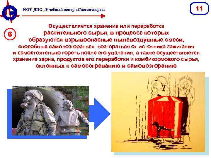 НОУ ДПО «Учебный центр «Системэнерго» 6 11 Осуществляется хранение или переработка растительного сырья, в