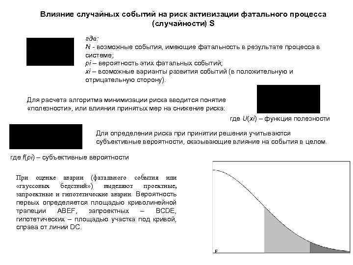 Влияние случайных событий на риск активизации фатального процесса (случайности) S где: N - возможные