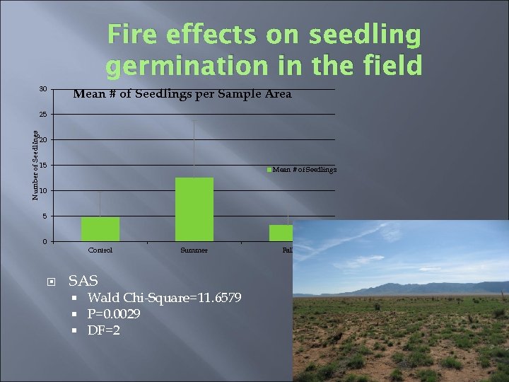 Fire effects on seedling germination in the field 30 Mean # of Seedlings per