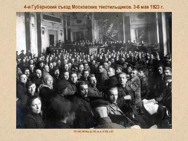 4 -й Губернский съезд Московских текстильщиков. 3 -6 мая 1923 г. ГБУ МО МОАЦ,