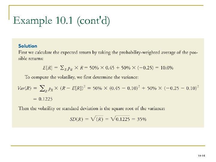 Example 10. 1 (cont'd) 10 -16 
