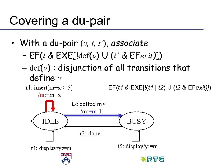 Covering a du-pair • With a du-pair (v, t, t’), associate – EF(t &