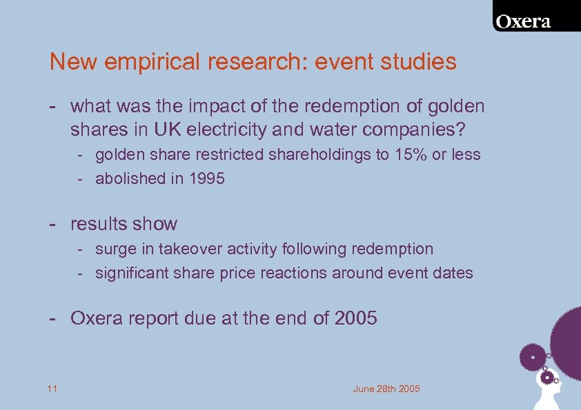 New empirical research: event studies - what was the impact of the redemption of