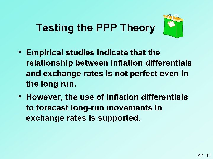 Testing the PPP Theory • Empirical studies indicate that the relationship between inflation differentials