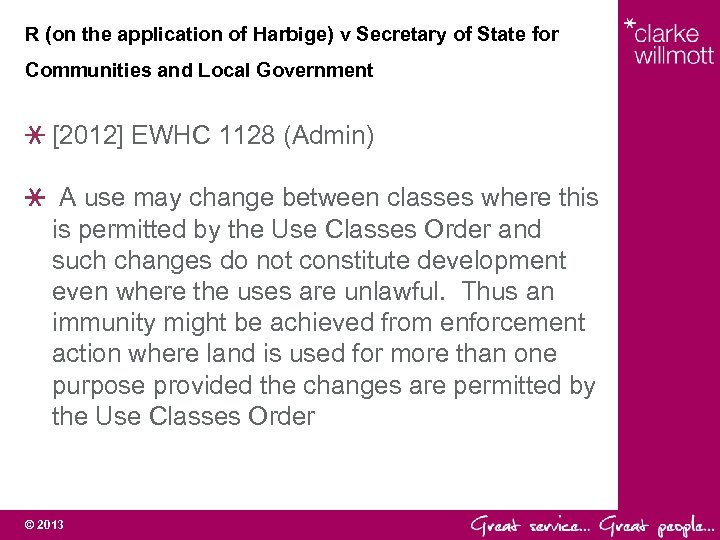 R (on the application of Harbige) v Secretary of State for Communities and Local