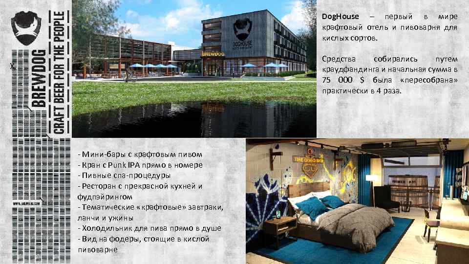 Dog. House – первый в мире крафтовый отель и пивоварня для кислых сортов. Средства