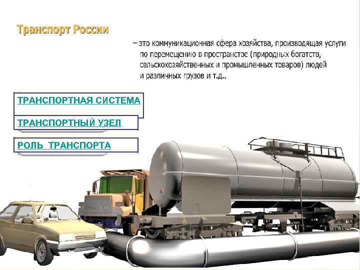 ТРАНСПОРТНАЯ СИСТЕМА ТРАНСПОРТНЫЙ УЗЕЛ РОЛЬ ТРАНСПОРТА 