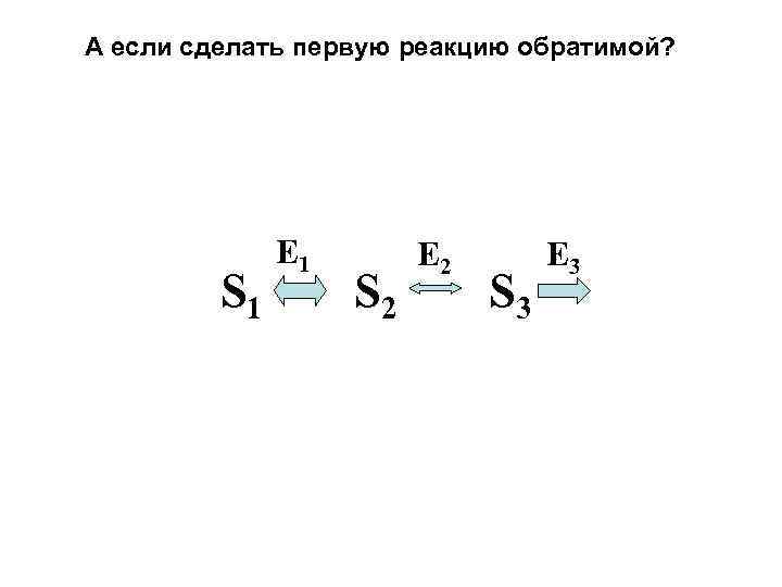 А если сделать первую реакцию обратимой? S 1 E 1 S 2 E 2
