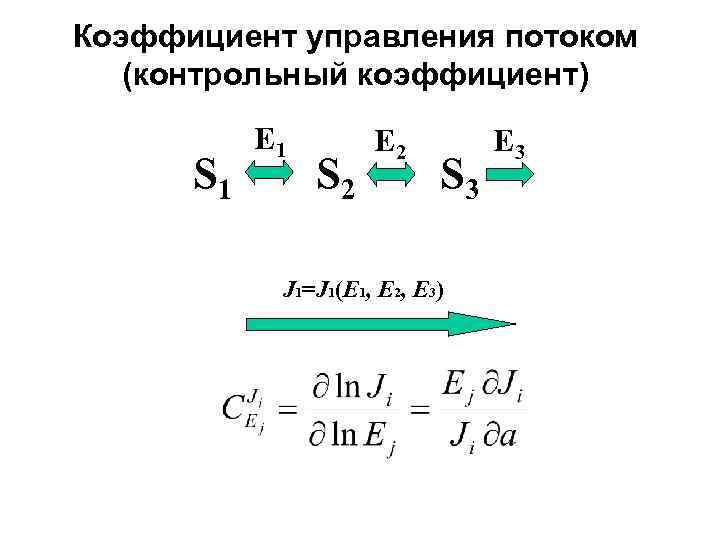 Коэффициент управления потоком (контрольный коэффициент) S 1 E 1 S 2 E 2 S