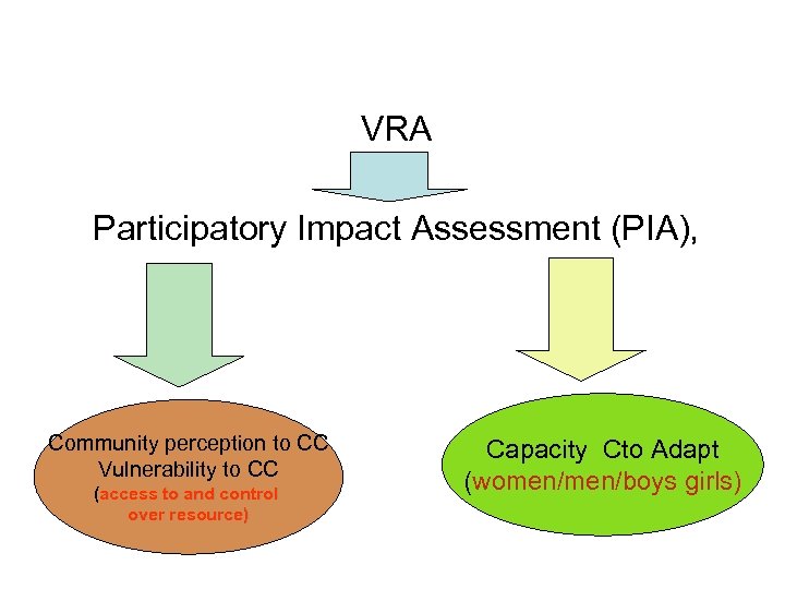 VRA Participatory Impact Assessment (PIA), Community perception to CC Vulnerability to CC (access to