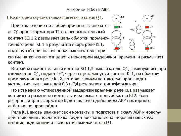 Рассмотрен случай. Алгоритм работы автоматического включения резерва. Алгоритм работы АВР. Автоматический ввод резерва алгоритм. Алгоритм функционирования АВР.