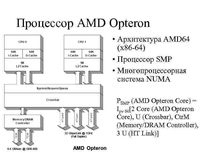 Процессор AMD Opteron • Архитектура AMD 64 (x 86 -64) • Процессор SMP •