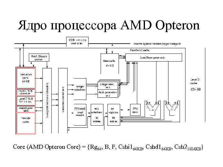 Ядро процессора AMD Opteron Core (AMD Opteron Core) = {Rg 64, B, F, Cshi