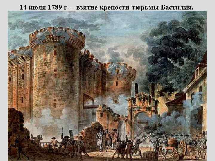 14 июля 1789 г. – взятие крепости-тюрьмы Бастилия. 