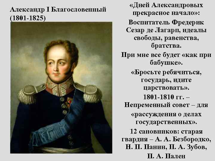 Идеалы свободы. Александр 1( 1801 1825 ) 